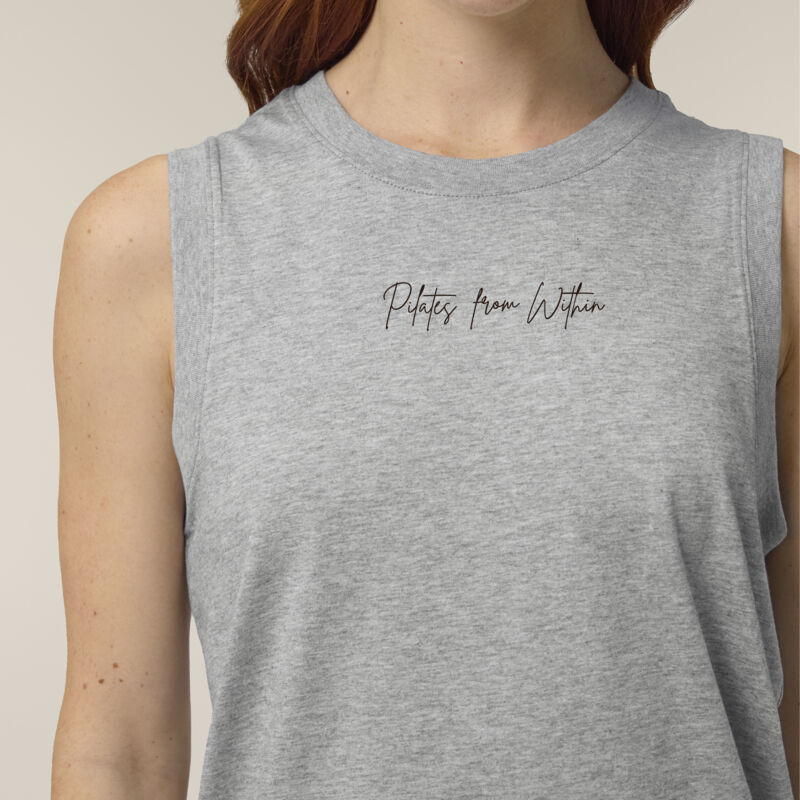 Organic cotton Pilates from within logo vest in grey Thumbnail